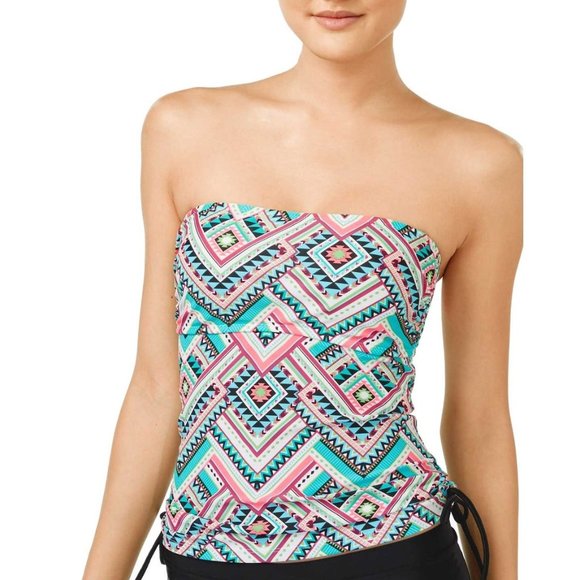 $8 Swim Sale - Hula Honey Tribal Print Bandeau Tankini Top - NWT - Picture 1 of 6